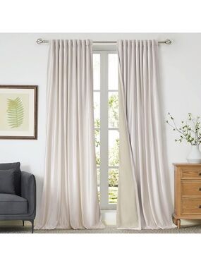Ivory Off White Velvet Curtains 52 x 84